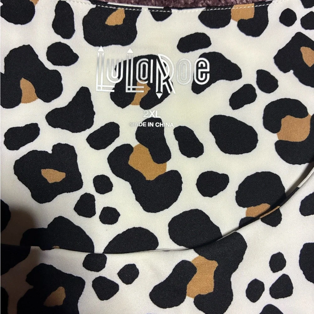 LuLaRoe Black and Brown Animal Print Top - Picture 2 of 4